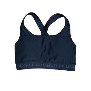 Under Armour Compression Sports Bra Navy Blue Crossback Size Small